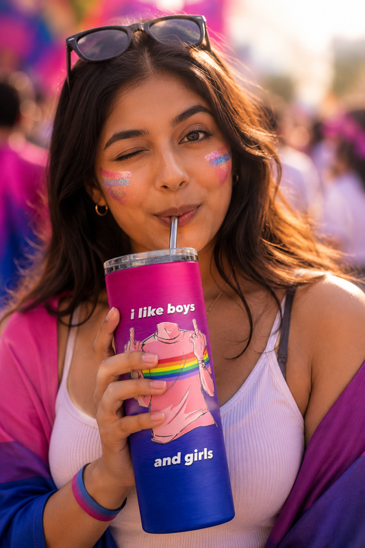 Bisexual Pride Tumbler – I Like Boys and Girls™ | Premium Stainless Steel Tumbler (20 Oz)