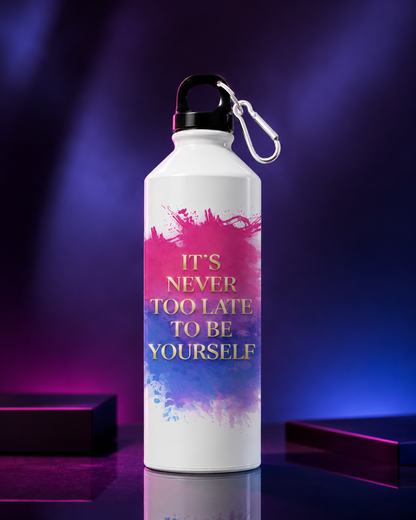 Bisexual Pride Water Bottle – It's Never Too Late To Be Yourself™ | 750ml Premium Aluminum Bottle