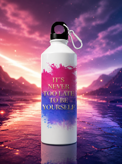 Bisexual Pride Water Bottle – It's Never Too Late To Be Yourself™ | 750ml Premium Aluminum Bottle
