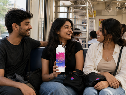 Bisexual Pride Water Bottle – It's Never Too Late To Be Yourself™ | 750ml Premium Aluminum Bottle