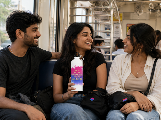 Bisexual Pride Water Bottle – It's Never Too Late To Be Yourself™ | 750ml Premium Aluminum Bottle