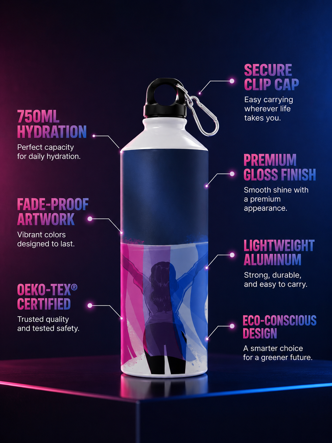 Bisexual Pride Water Bottle – Live Proud. Love Freely.™ | 750ml Premium Aluminum Bottle