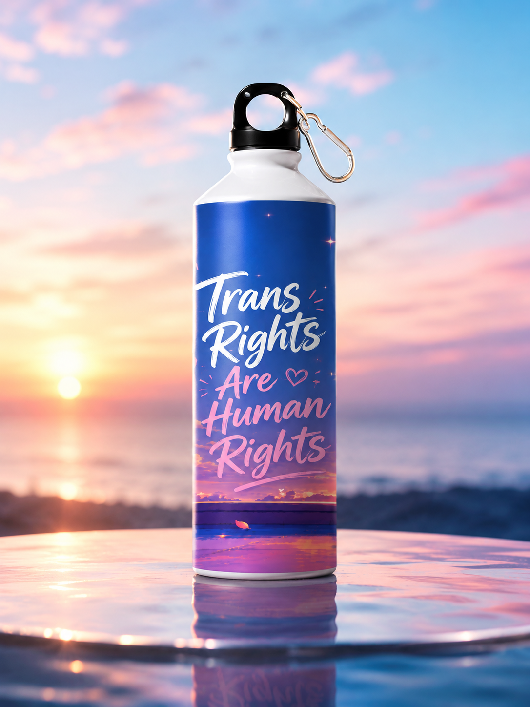 Trans Pride Water Bottle – Trans Rights Are Human Rights™ | 750ml Premium Aluminum Bottle