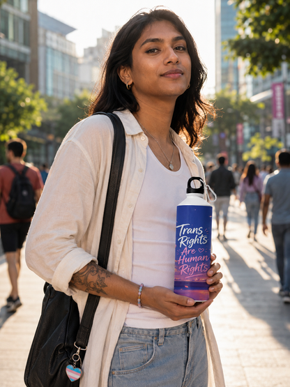 Trans Pride Water Bottle – Trans Rights Are Human Rights™ | 750ml Premium Aluminum Bottle