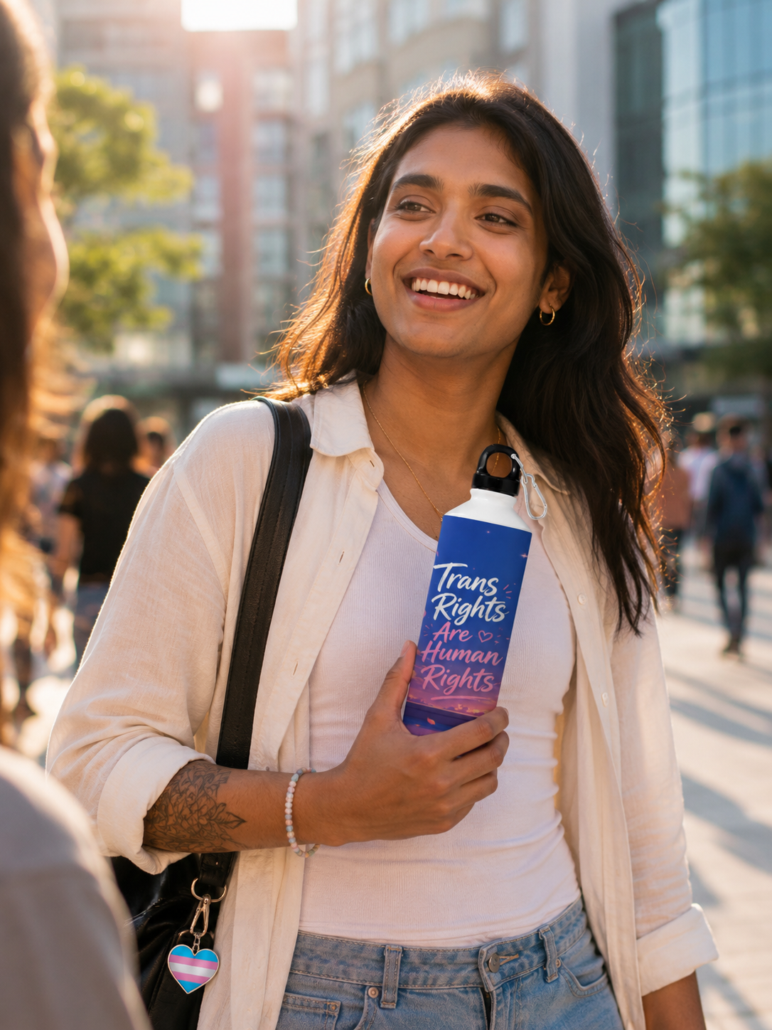 Trans Pride Water Bottle – Trans Rights Are Human Rights™ | 750ml Premium Aluminum Bottle