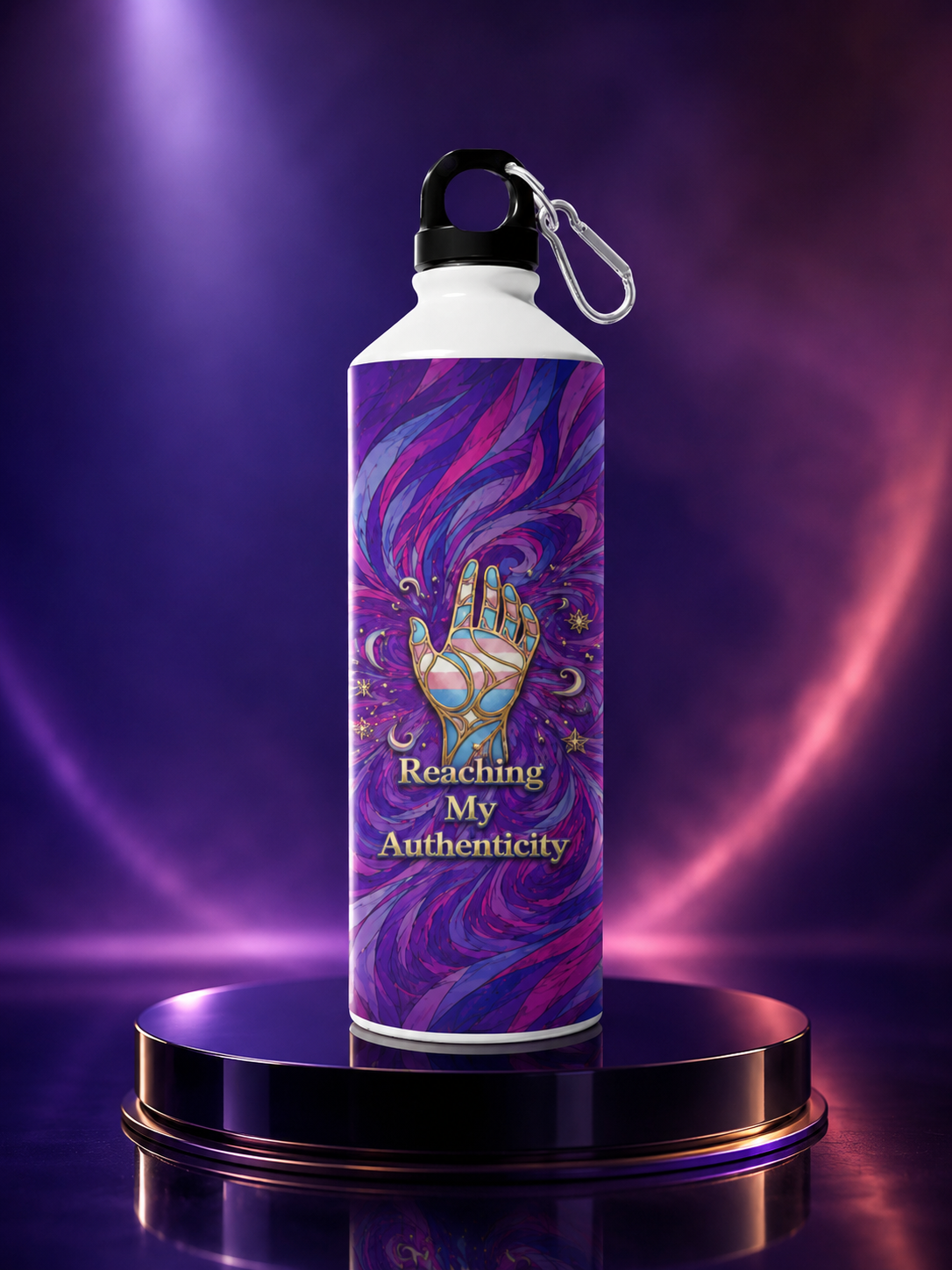 Trans Pride Water Bottle – Reaching My Authenticity™ | 750ml Premium Aluminum Bottle