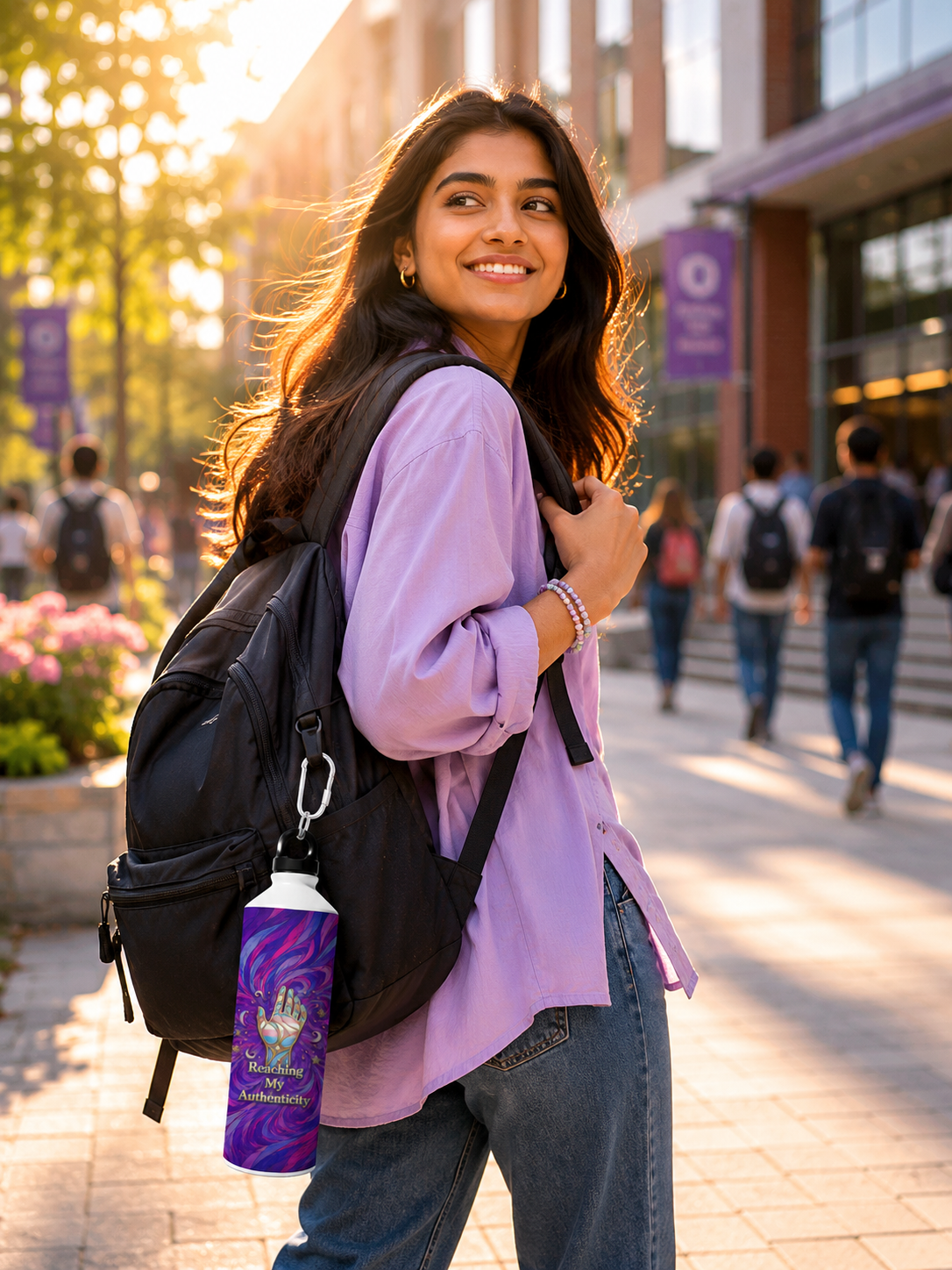 Trans Pride Water Bottle – Reaching My Authenticity™ | 750ml Premium Aluminum Bottle