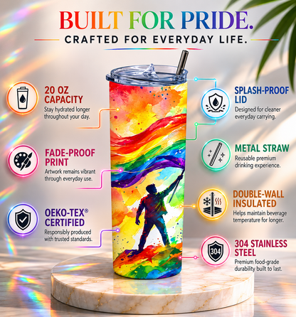 Pride Without Limits™ Premium Tumbler | LGBTQ Pride Stainless Steel Tumbler (20 Oz)Tumbler Bottle