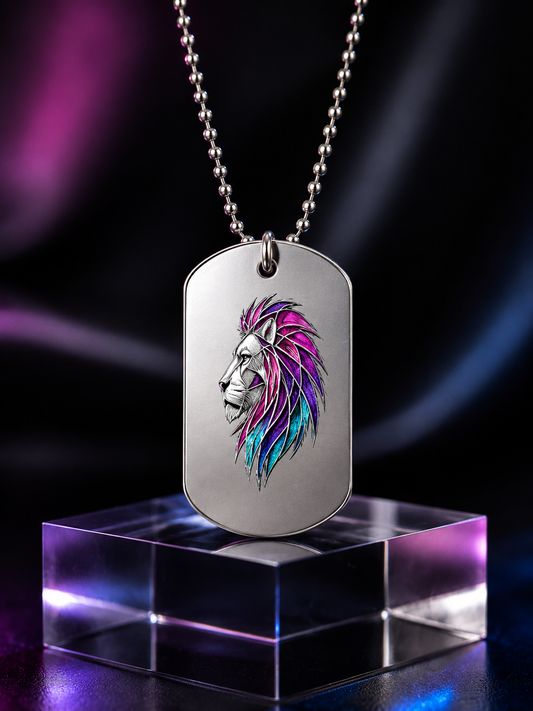 Pride Lion Luxury Dog Tag Necklace – Engraved 304 Stainless Steel LGBTQ Pride Pendant