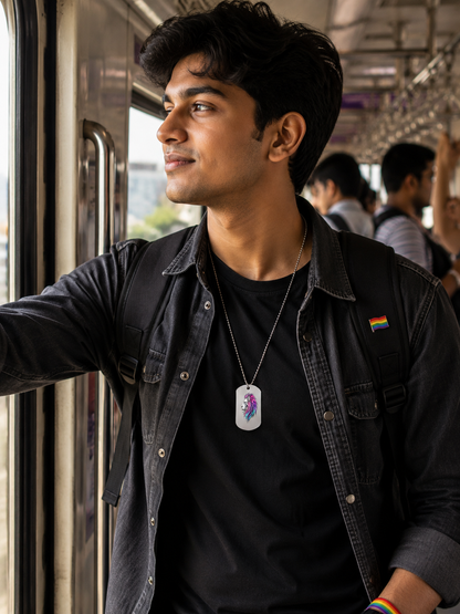 Pride Lion Luxury Dog Tag Necklace – Engraved 304 Stainless Steel LGBTQ Pride Pendant
