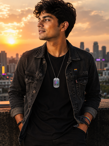 Boundless Pride Luxury Dog Tag Necklace – Premium Engraved LGBTQ Stainless Steel Pendant