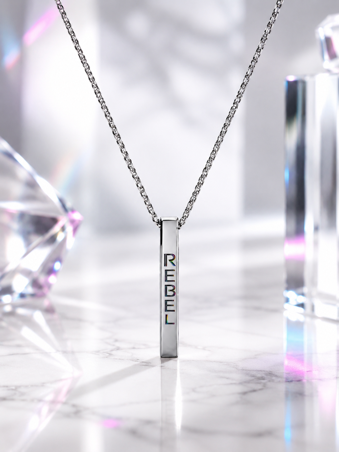 Rebel Pride Bar Pendant Necklace – Premium Stainless Steel LGBTQ Pendant
