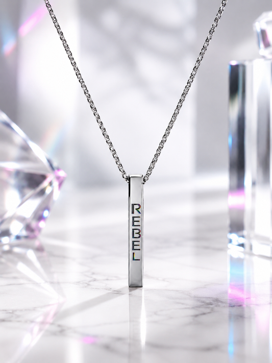 Rebel Pride Bar Pendant Necklace – Premium Stainless Steel LGBTQ Pendant