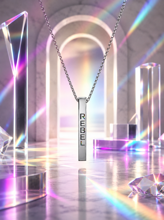 Rebel Pride Bar Pendant Necklace – Premium Stainless Steel LGBTQ Pendant