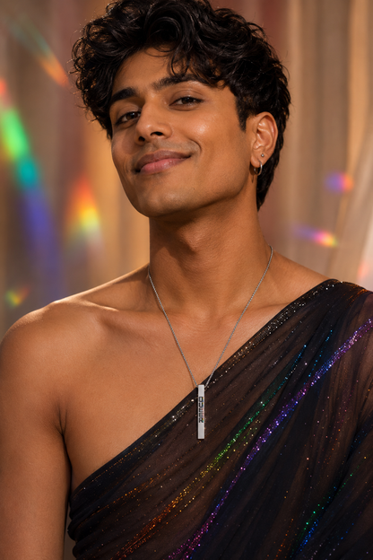 Queer Identity Bar Pendant Necklace – Premium Stainless Steel Pride Jewelry