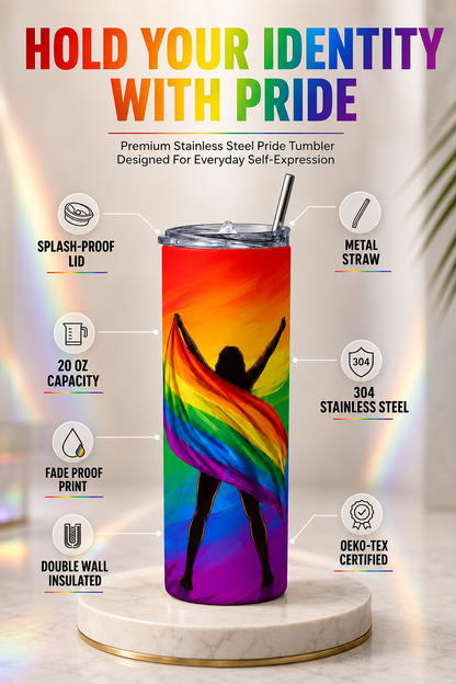 Be Seen. Be Proud.™ Premium Pride Tumbler | LGBTQ Stainless Steel Tumbler (20 Oz)